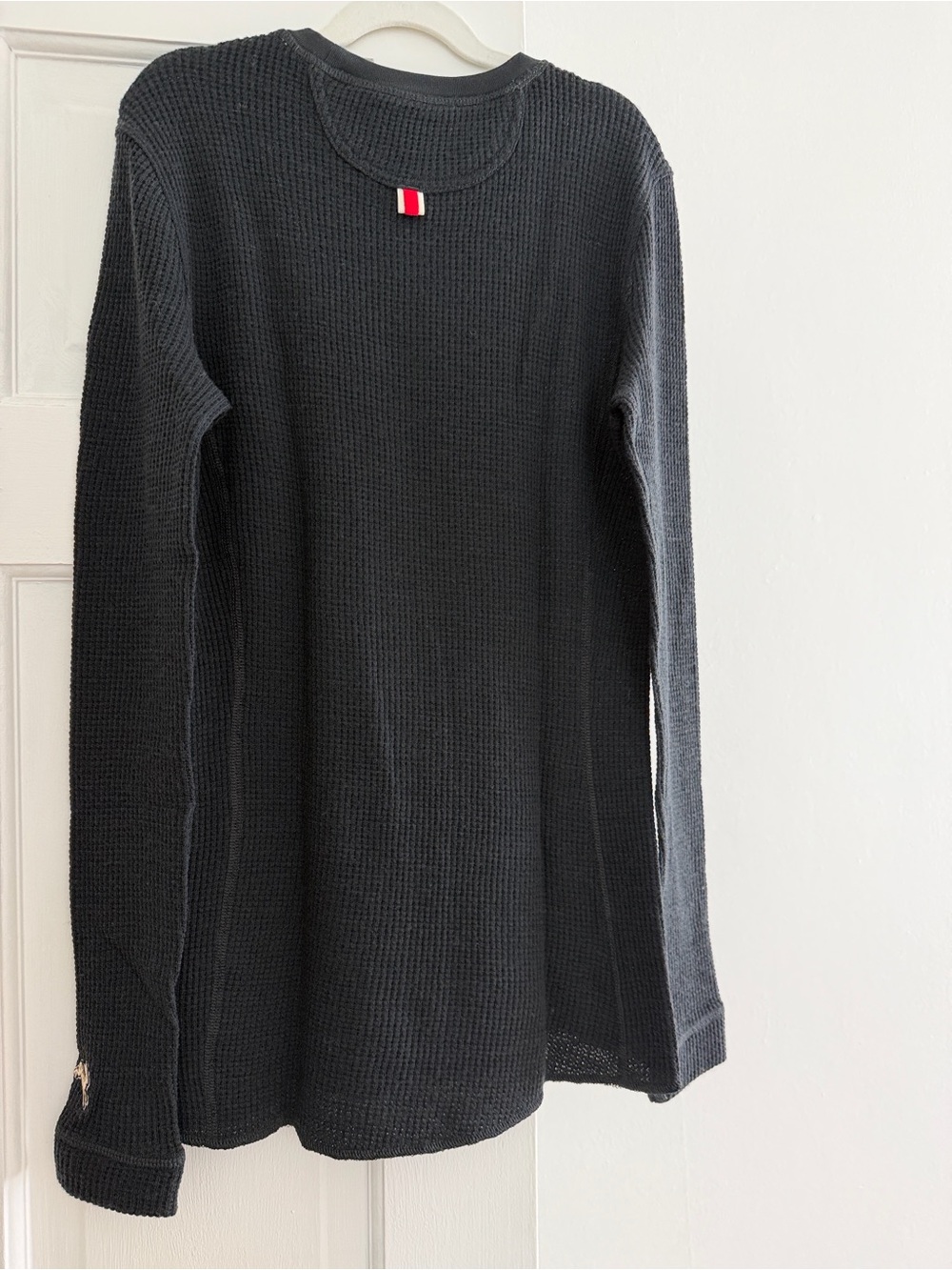Tracksmith Black Waffle-Knit Crewneck Sweater - Picture 3 of 4